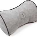ALIBO Airplanes Travel Pillow Firm Chairs Cushion Auto Car Curve Neck Headrest Recliners Back Supports with Adjustable Elastic Strap 1 Piece (Grey)