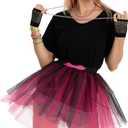 Spooktacular Creations 9 Pcs 80s Costume Accessories Set with Tutu Skirt Headband Glasses Necklace Leg Warmers & Other Accessories for Halloween Cosplay Party