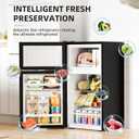 Antarctic Star Mini Fridge with Freezer, Double Door Compact Refrigerator, Adjustable Thermostat, Small Fridge for Bedroom Office Dorm Apartment,2.45 Cu.Ft,Black