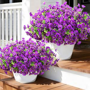 Waipfaru 24 Bundles Artificial Flowers for Outdoors Faux Plants Outdoor, UV Resistant Artificial Plants Outdoor, Silk Petunias Fake Flowers for Outside Home Decor Planter Porch Decoration, Mix Color
