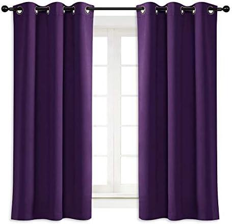 NICETOWN Blackout Room Darkening Window Curtain Triple Weave Home Decoration Solid Ring Top Blackout Room Darkening Drape for Bedroom (Single Panel, 42 x 63 inch, Royal Purple)