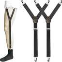 Pack of 2 JEMYGINS Shirt Stays for Men Military Adjustable Elastic Garter Straps Sock with Non-slip Locking Clamps
