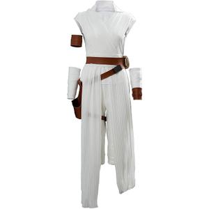 Womens Cosplay Costume White Suit Outfits Halloween Hooded Belt Robe Full Sets Costume (Medium)