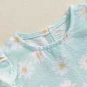 Kodaruber Cute Newborn Baby Girl Romper Plaid/Daisy Print Fly Sleeve Crew Neck Ruffle Bodysuit Spring Summer Clothes (3-6 Months, Sky Blue)