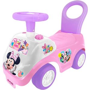 Kiddieland Disney Minnie Mouse Lights & Sounds Ride-On Push Car, Foot-to-Floor Toddler Toy with Interactive Dashboard, Ages 1236 Months, 55 lb Limit, Large
