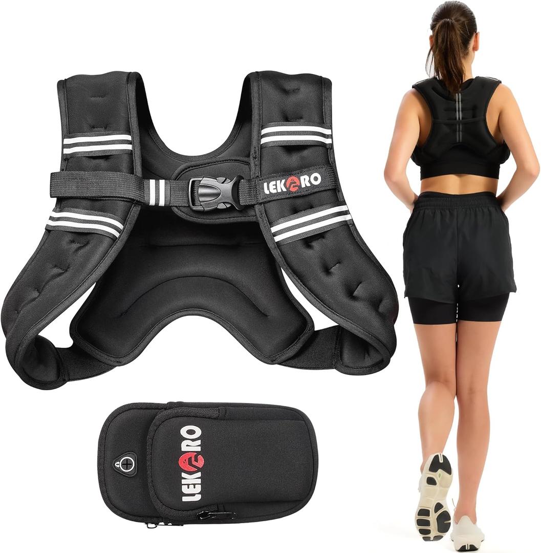 Weighted Vest for Men Women, No-Bounce 6LB Weights Vest with Adjustable Buckles & Reflective Stripes | Weight Vest for Walking Running Hiking Workout
