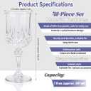 Teruntrue 48 Pcs Clear Plastic Wine Glasses Vintage Wine Glass for Parties Crystal Plastic Goblets Drinking Glasses Reusable Drinkware for Wedding, Valentines Day, Parties, Grand Event