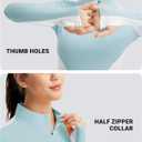 FitsT4 Sports Womens Equestrian Shirts Thumbholes Long Sleeve Horse Riding Shirts Quick Dry UPF50+ Riding Top Half Zip (Blue, XL)
