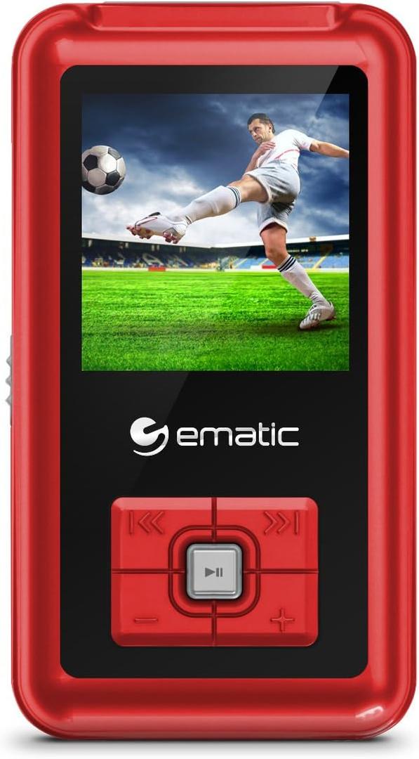 Ematic 8GB MP3 Video Player with FM Tuner/Recorder and 1.5-inch Color Screen, Red