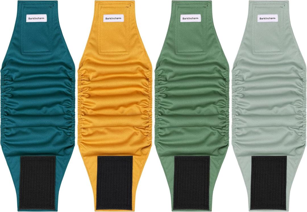 4 Pack Dog Diapers Male Reusable, High Absorbing Dog Wraps, Belly Bands for Male Dogs with Incontinence or Frequent Urination(Large, Orange & Gray)