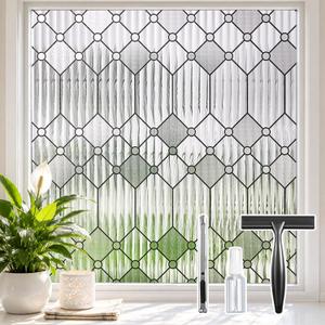 Sunbaby Reeded Glass Window Privacy Film, Frosted Static Cling, 17.5"x78.7"