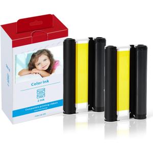 Selphy CP1300 CP1500 KP-108IN Color Ink Cassette Compatible with Canon Selphy CP1200 CP1000 CP910 CP900 CP760 CP740 CP Wireless Compact Photo Printer 4 x 6 inch (KP108 Ink only, No Paper), 2-Pack