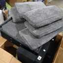 Merax Modern U-Shaped Cloud Couch Set with Oversized Chaise Lounge, Chenille 6-Seat Sectional Sofa Sleeper Bed with Cup Holders for Living Room Dark Gray