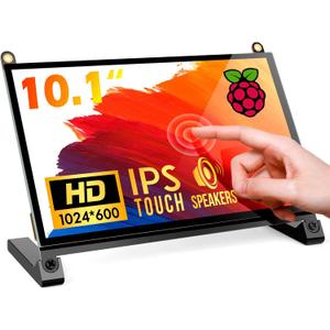 ROADOM Raspberry Pi Screen, 10.1 Touchscreen Monitor, IPS FHD 1024600,Responsive and Smooth Touch,Dual Built-in Speakers,HDMI Input,Compatible with Raspberry Pi 5/4/3/Zero,Easy Assembly,Driver Free