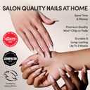 Glamnetic Press On Nails - Medium Almond Fake Nails, Glazed Nude Ombr Nails, Frosted Chai | 15 Sizes - 30 Nail Kit with Glue | Gift for Mom