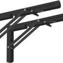 Folding Shelf Brackets 2 Pack, Heavy Duty Triangle Shelf Bracket for Bench Table, Wall Mounted Standing Shelf Brackets for Saving Place, Multi Size, Max Load 300lb (12", Black)