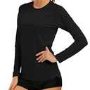MAGCOMSEN Rash Guard Women Long Sleeve Swim Shirts for Women UV Protection Shirts Fishing Shirts for Women Hiking Shirts for Women Mosture Wicking Black.XS