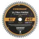 COMOWARE 6 1/2 Circular Saw Blade, 60T ATB Circular Saw Blade, 5/8" Arbor, TCT Carbide-Tipped, Anti-Vibration, Teflon Anti-Stick, Miter Saws Blades for Wood, Laminate, Plywood & Hardwoods