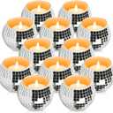 12 Pcs Disco Ball Candle Holder Glass Mirror Candle Holder Disco Ball Decor for Wedding, Party, and Christmas