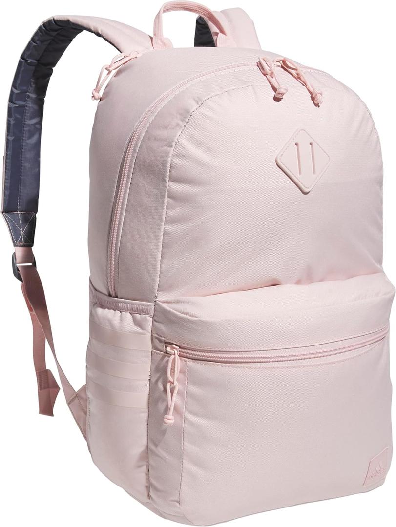 adidas 3-Stripe Classic Backpack for Men and Women, Bag with Laptop Sleeve, Sandy Pink/5.0, One Size