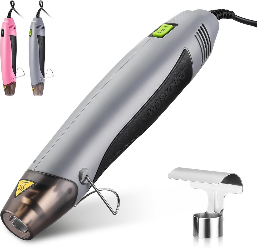 WORKPRO Heat Gun, 400W Mini Hot Air Gun with Reflector Nozzle, 2 Temp Settings 482℉(250℃)/842℉(450℃) and 5.9ft Long Cable Overload Protection for Craft Embossing, Shrink Wrapping PVC, Drying Paint