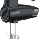 BLACK+DECKER 5-Speed Hand Mixer, 250-Watt for mixing batters, doughs, spreads & more, Turbo Boost & Prevent Splatter Function, Black