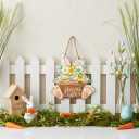 Door Wreath Easter Wooden Easter Door Wreath Easter Wreath Door Easter Wreaths Wooden Door Decoration Easter Bunny Easter Egg Easter Decoration Hanging for Front Doors, Walls, Windows