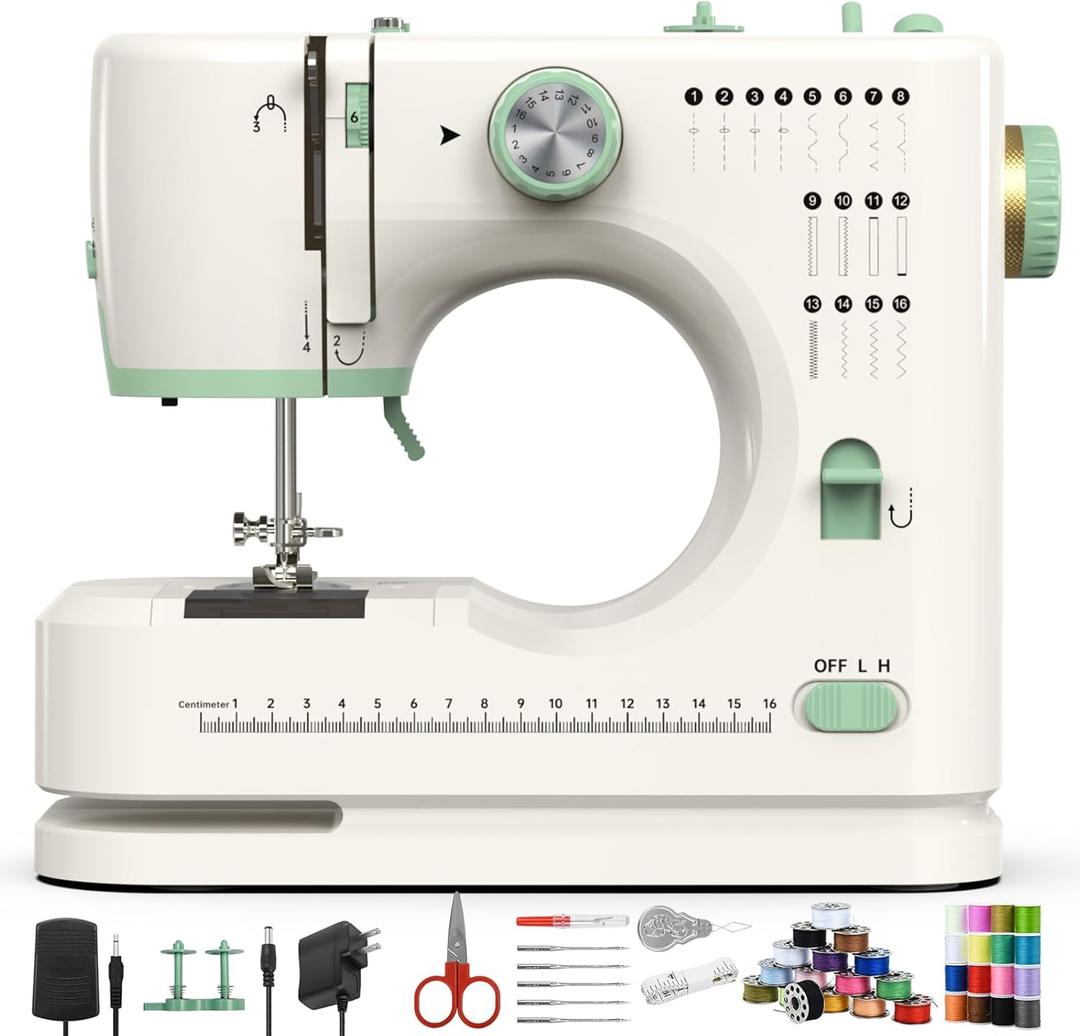 StitchMaster Pro:Ballet on twin needles.Sechine for beginners,Double needle and double thread,16 kinds of stitches.Sewing machine for Household,sewing machine for adults.White