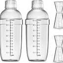 4 pcs Clear Cocktail Shaker Set 2 pcs Plastic bar Shaker with 2 pcs Plastic Cocktail Double Measuring Jigger