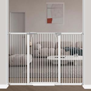 40.5" Extra Tall Baby Gate for Doorways, Extra Wide 60.3"-62.9" Large Dog Pet Gate for Stairs Indoor Outdoor Adjustable Safety Child Toddler Gate Metal Puppy Barrier Walk Throughs for Kids, White