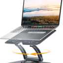 Nulaxy 360 Rotating Laptop Stand for Desk, Ergonomic Notebook Riser with Adjustable Swivel Base Foldable Computer Holder Portable Office Accessories Compatible with All 10-17" Laptops (Gray)