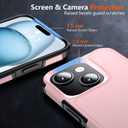 Shockproof for iPhone 15 Case,[15 FT Military Grade Drop Protection],with 2X [Tempered Glass Screen Protector ] with Air Bumpers Full-Body Protective Phone Case,Pink Black