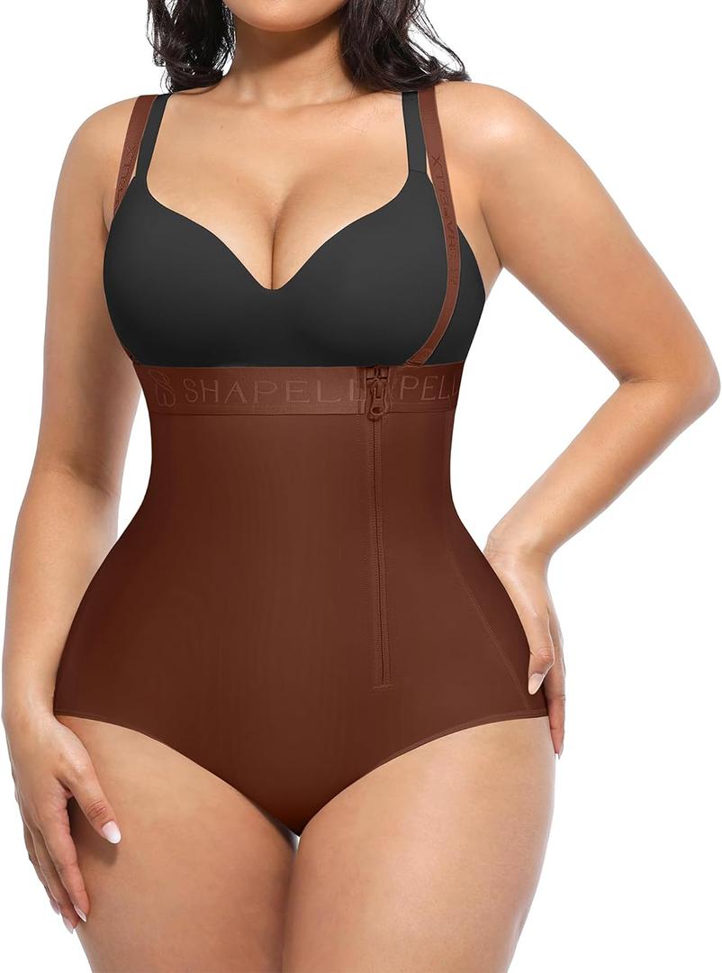 SHAPELLX High Waisted Shapewear for Women Tummy Control Body Shaper Fajas Colombianas Compression Bodysuit Control Panties, L