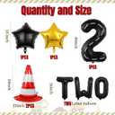 13pcs Construction Theme Birthday Party Decorations, Number 2 Large Construction Truck Traffic Cones Foil Balloon, 2nd Boy Birthday Party Decoration Supplies (2nd)
