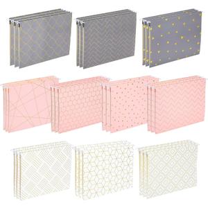 30 Pcs Geometric Hanging File Folders with Foil Stamping Process, Letter Size Decorative Hanging Folders Including Adjustable Tabs and Inserts, Inserts Organizer for Desk Office School
