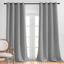 NICETOWN Blackout Silver Grey Curtains 90 inch Length - Triple Weave Energy Saving Thermal Insulated Solid Grommet Blackout Draperies for Bedroom/Living Room (1 Pair, W52 x L90)