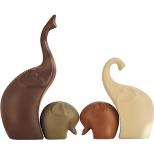 Ceramic Modern Art 4 Pcs Elephant Statue Decorations for Home, Office, Living Room, Bedroom - Creative Sculptures Home Decor for Bookshelf, Desk - Collectible Figurines As Gifts for Family
