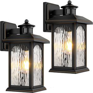 2 Packs Motion Sensor Outdoor Sconce - Advanced Dusk to Dawn Outdoor Lighting, Retro Motion Sensor Porch Light Fixtures, Black Waterproof Exterior Lantern Wall Mount for Garage, Outside, Anti-Rust
