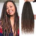 14 Inch Box Braids Crochet Hair 144 Strands Pre-looped Knotless Medium Box Braids 8 Packs 3X Bohemian Braiding Hair Extensions Synthetic Crochet Hair for Women (T30#)