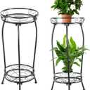 Plant Stand Indoor OutdoorTall Black Metal Rustproof Stable Plant Stands2 Tier 27.1 inch (2PS-Iron)