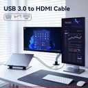 USB 3.0 to HDMI Cable 5Ft, 1080P@60Hz 5Gbps USB to HDMI Adpter High Speed for Connecting Laptop/PC/PS5/Xbox/Switch to TV/Monitor/Projector, Screen Mirroring and Display Extension