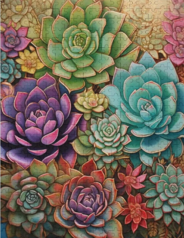 Great Jigsaw Puzzles for Adults 300 Pieces Colorful Succulents Wooden Challenging Puzzles Gift for Friends Family Home Decoration Kids Puzzle