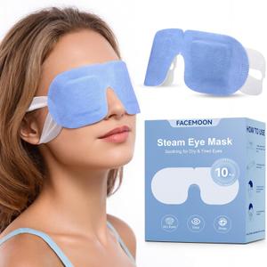 Self-Heating Steam Eye Mask, 10-Pack (Travel Size) Unscented Disposable Warm Eye Compress for Dry Eyes,Stye & Tired Eyes, Moist Eye Warmer for Office, Spa, Airplane, Flights & On-The-Go Relaxation (Blue)