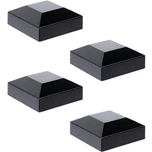 Aluminium Fence Post Caps for True 2" x 2" Fence Posts, Aluminum, Metal,Wood,Mailbox Posts, Pyramid Post Cap Cover Pressure Fit- Black (4Pack)