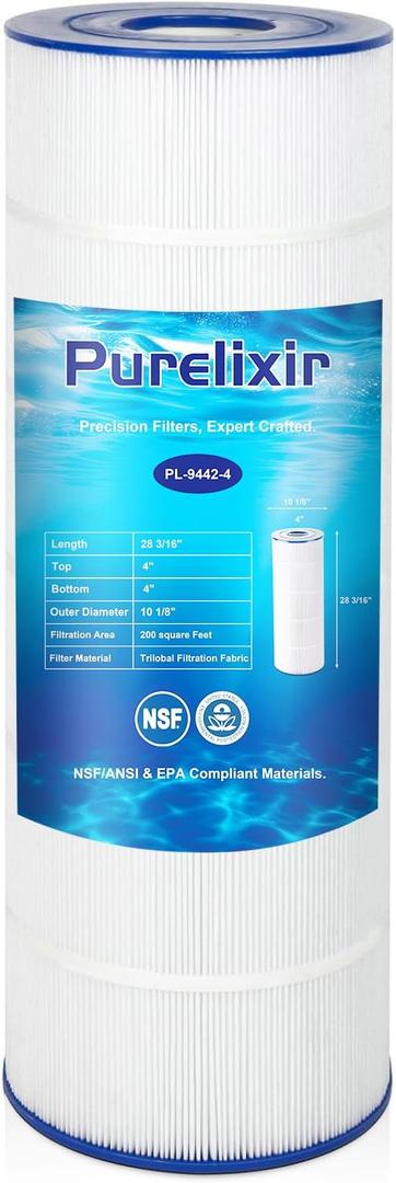 NSF Certified PA200S Pool Filter Compatible with Hayward SwimClear C200S, PA200S, Hayward CX200XRE, Unicel C-9442, Ultral-D5, 200 Sq. Ft, L x OD:28 3/16" x 10 1/8", 1-Pack