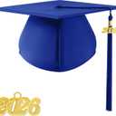 Graduation Cap 2026 with Tassel Unisex Matte Bachelor High School Cap Adjustable Size (Royal Blue)
