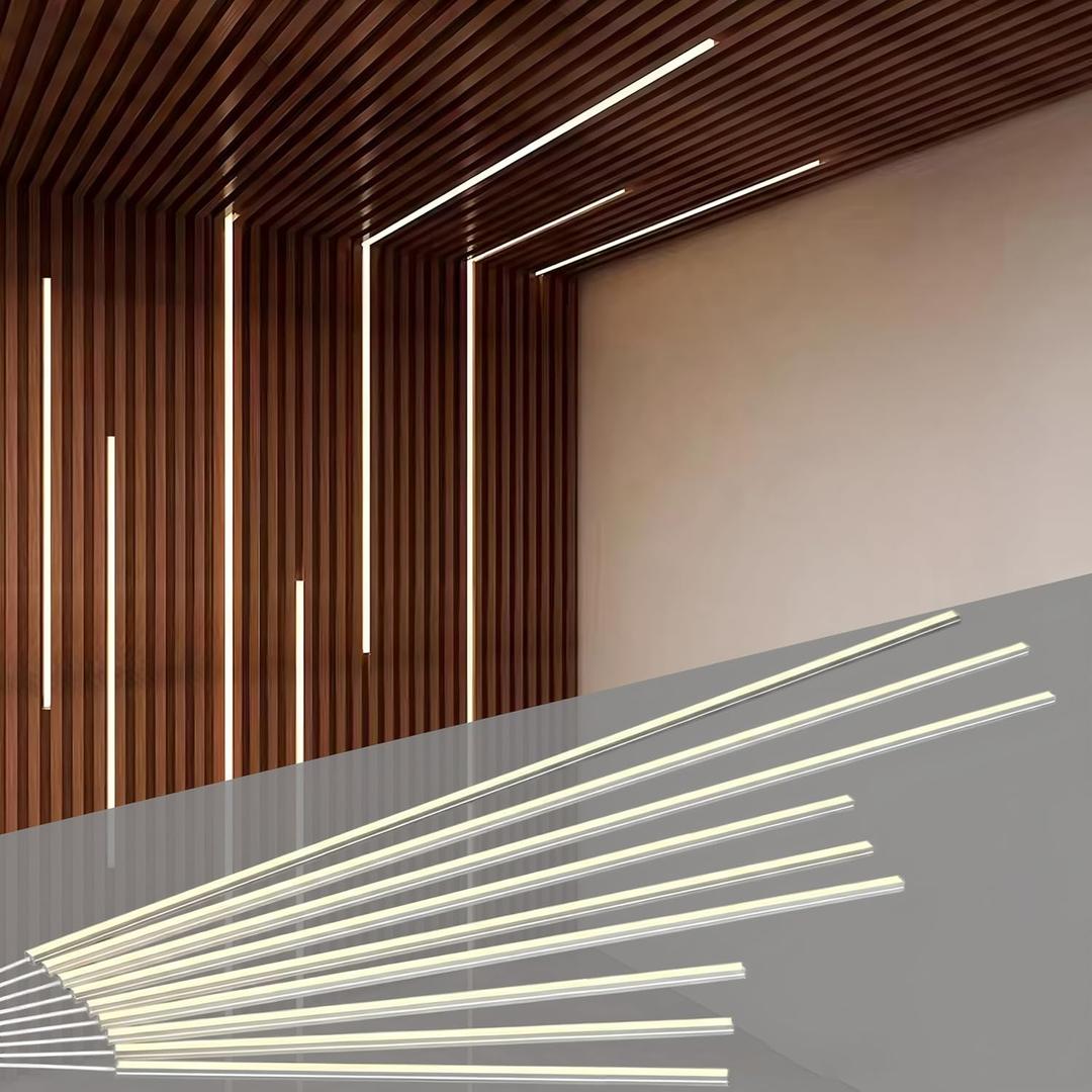 9-Lights LED Recessed Lighting Wall Panel Lights,Self-Adhesive Wood Slat Wall Panel Strip Light,4000K Touchable Switch Dimmable LED Aluminum Channel lamp,Under Cabinet Light(39in+31.5in+23.6in)