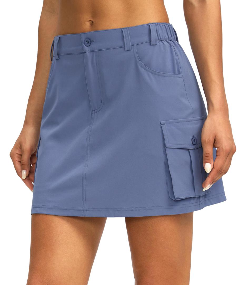 G Gradual Women's Skort 5 Pockets Cargo Skirt Golf Skirts Skorts for Women Casual Summer Hiking, Stone Blue, Small