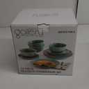 AmorArc Ceramic Dinnerware Sets for 4, 12 Pieces Handpainted Plates and Bowls Set, Scratch Resistant Stoneware Dishes Set, Dishwasher & Microwave Safe, Jade Green