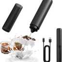 CIRCLE JOY Rechargeable Milk Frother Hanheld, Dual Spring Whisk Electric Coffee Frother, Portable Hand Frother Wand Drink Mixer for Matcha Lattes Cappuccino, Kitchen Gifts, Black